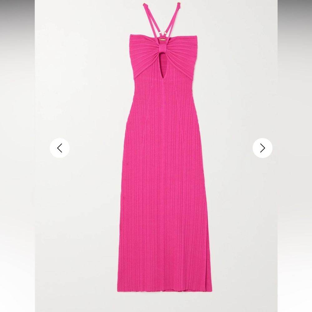 CULT GAIA Elfreda cutout ribbed-knit halterneck midi dress